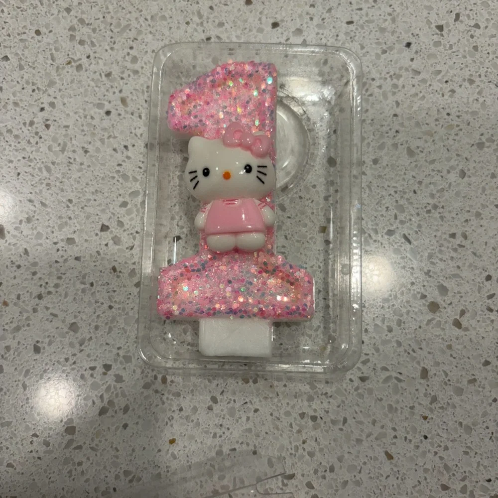 Hello Kitty Pink Glitter Birthday Candle 1 NEW